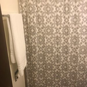 Gray and White Print Shower Curtain
